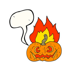 speech bubble cartoon flaming halloween pumpkin