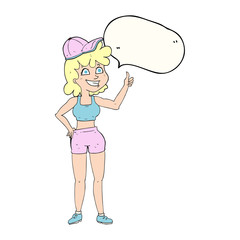 happy gym woman giving thumbs up symbol