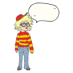 speech bubble cartoon geeky girl