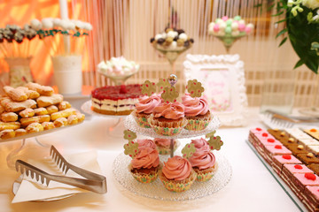 Delicious sweets on candy bar