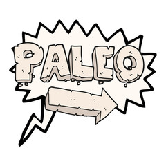 speech bubble cartoon paleo diet pointing arrow