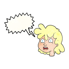 speech bubble textured cartoon female face