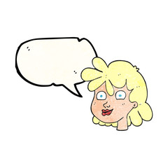 speech bubble textured cartoon female face