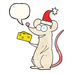 speech bubble textured cartoon christmas mouse