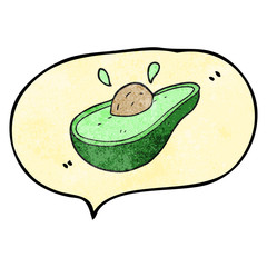 speech bubble textured cartoon avocado