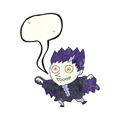 speech bubble textured cartoon vampire