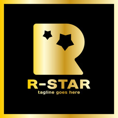 Letter R Two Star Logo