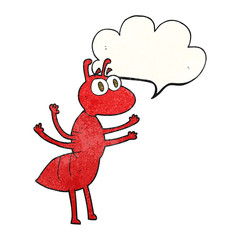 speech bubble textured cartoon ant