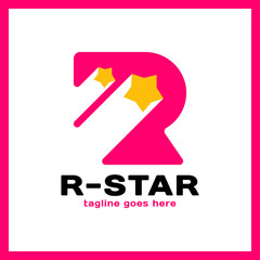 Letter R Two Star Logo