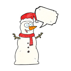 speech bubble textured cartoon snowman