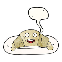 speech bubble textured cartoon croissant
