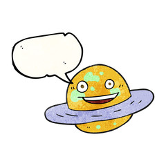 speech bubble textured cartoon planet