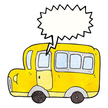 speech bubble textured cartoon yellow school bus