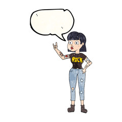 speech bubble textured cartoon rock girl