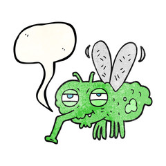 speech bubble textured cartoon fly