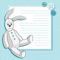 Invitation card with сute cartoon rabbit