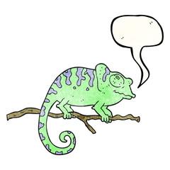 speech bubble textured cartoon chameleon