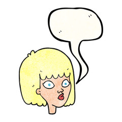 speech bubble textured cartoon female face