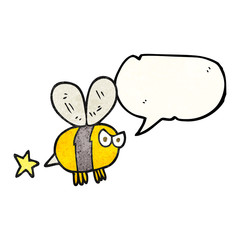 speech bubble textured cartoon angry bee