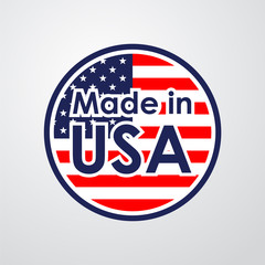 Icono plano MADE IN USA con bandera USA #1 - obrazy, fototapety, plakaty