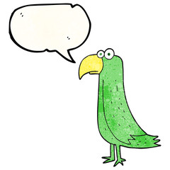 speech bubble textured cartoon parrot