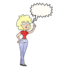 speech bubble textured cartoon woman
