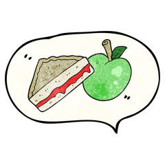 speech bubble textured cartoon packed lunch