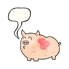 speech bubble textured cartoon pig