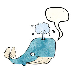 speech bubble textured cartoon whale spouting water