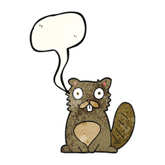 speech bubble textured cartoon beaver
