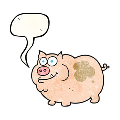 speech bubble textured cartoon pig