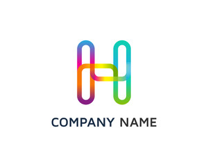 Letter H Colorful Line Logo Design Template