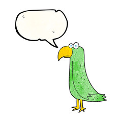 speech bubble textured cartoon parrot