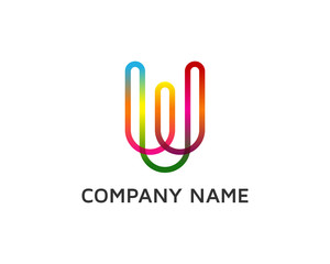 Letter W Colorful Line Logo Design Template