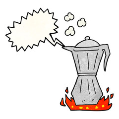 speech bubble textured cartoon stovetop espresso maker