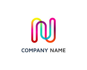 Letter N Colorful Line Logo Design Template