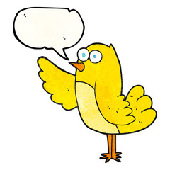 speech bubble textured cartoon bird