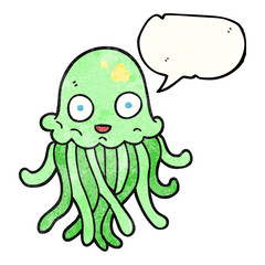 speech bubble textured cartoon octopus