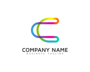 Letter C Colorful Line Logo Design Template