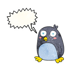 speech bubble textured cartoon penguin