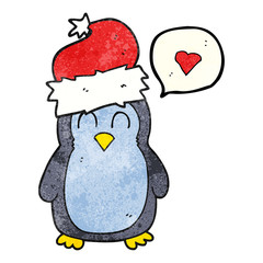 speech bubble textured cartoon penguin