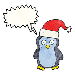 speech bubble textured cartoon penguin