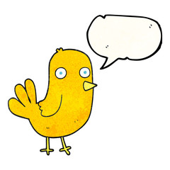 speech bubble textured cartoon bird