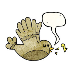 speech bubble textured cartoon singing bird