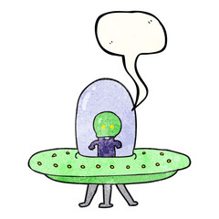 speech bubble textured cartoon flying saucer