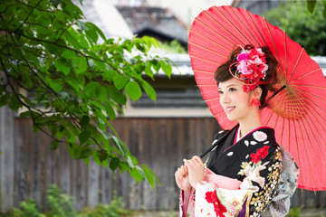 振袖姿の女性