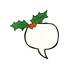 speech bubble textured cartoon christmas holly