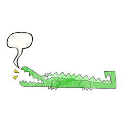 speech bubble textured cartoon crocodile