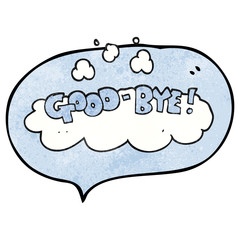 speech bubble textured cartoon good-bye symbol