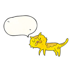 speech bubble textured cartoon cat